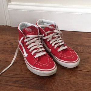 Women’s Red Sk8-Hi Vans With Box